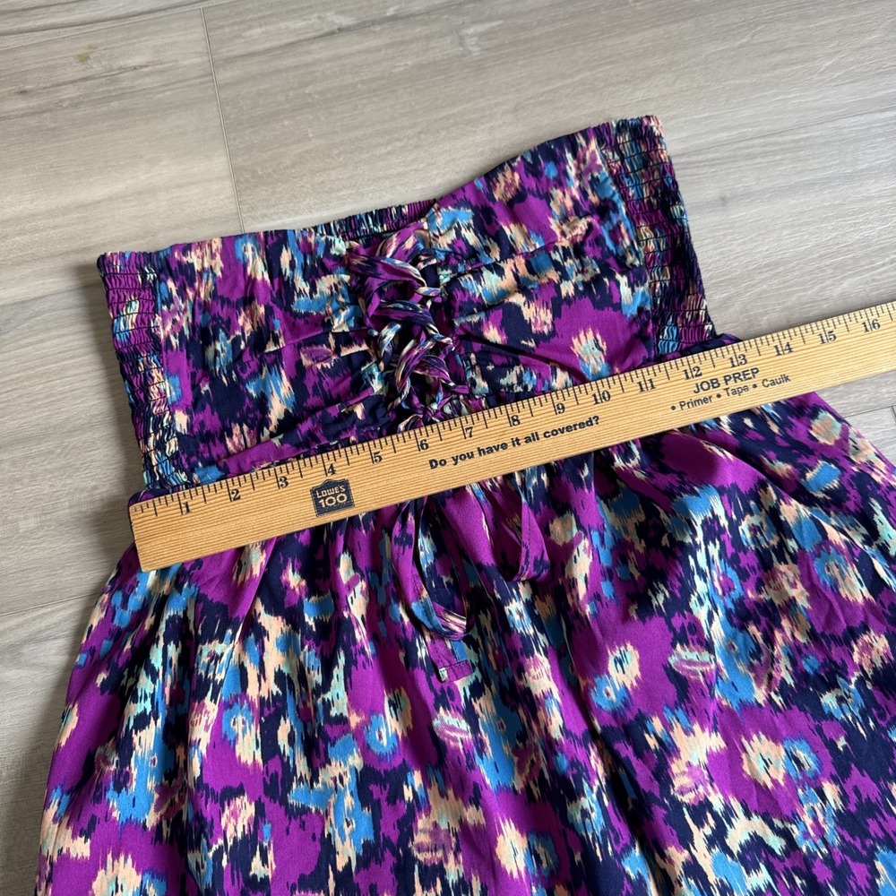 O'Neill Oneill Purple Blue Floral Print Strapless Midi Dress Sz Small - Picture 8 of 11